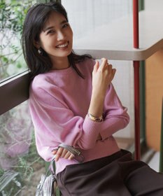 UNFILO L 【前後着用 可能】ふわふわニット 2WAY パールボタンカーディガン