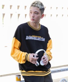 WEGO ヘビーウエイト刺繍バイカラープルオーバー