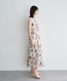 YECCA VECCA フラワー柄シアープリーツワンピース