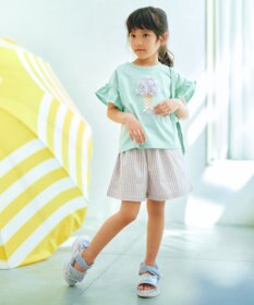 ANY KIDS 【綿100%】ひんやり フリル袖 もしゃもしゃTシャツ
