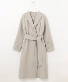 自由区 【洗える】ライトダブルクロス ノーカラーコート