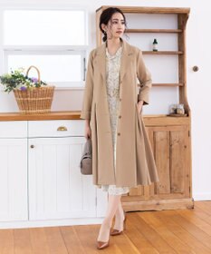 Tiaclasse 【洗える】程良い透け感のプリントボウタイワンピース