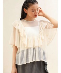 Green Parks ■ＥＳＣＡＲ　ドットチュールフレアヨークプルオーバー