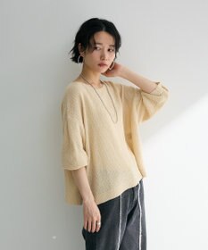 Green Parks かのこボートネック７分袖ニットプルオーバー