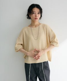 Green Parks かのこボートネック７分袖ニットプルオーバー