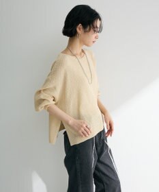 Green Parks かのこボートネック７分袖ニットプルオーバー