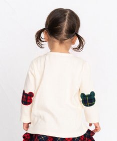 MIKI HOUSE HOT BISCUITS 【70-110cm】 エルボーパッチ 接結天竺長袖Tシャツ