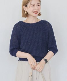 AMERICAN HOLIC モヘヤ風シアー半袖ニットトップス