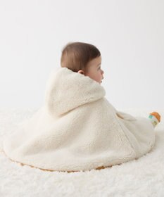 MIKI HOUSE HOT BISCUITS カラフルビーンズ 裏ボアフリース リバーシブル総柄マント