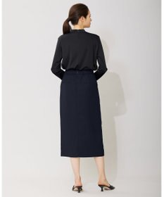 ICB L 【洗える】トリアセサテンスムース ボウタイ風プルオーバー