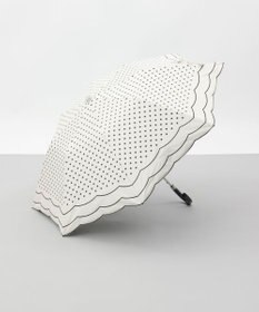 AURORA 【 NINA RICCI（ニナリッチ）】水玉プリント＆ビックスカラップ刺しゅう（折りたたみ傘）