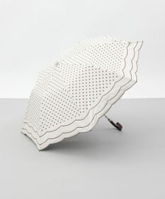 AURORA 【 NINA RICCI（ニナリッチ）】水玉プリント＆ビックスカラップ刺しゅう（折りたたみ傘）