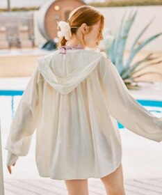 San-ai Resort（三愛水着楽園） 【UPF50+UVカット率最高指数】水陸両用指穴付き　ゆるっと着れるふんわりシルエットパーカーM・L【Big Apple's（ビッグアップルズ）】