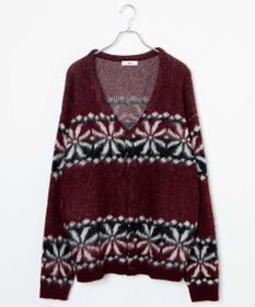 WEGO モヘアライク総柄BIGカーディガン