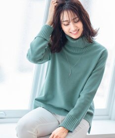 Tiaclasse L 【洗える】もっちり柔らかいリブタートルプルオーバーニット
