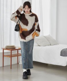 WEGO 【ユニセックス着用ITEM】マーブルシャギーニットプルオーバー