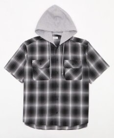 WEGO 【ユニセックス着用ITEM/MLサイズ展開】オンブレチェックフードシャツ（SS）