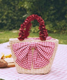 Maison de FLEUR リボンメイズフリルハンドルカゴバッグ