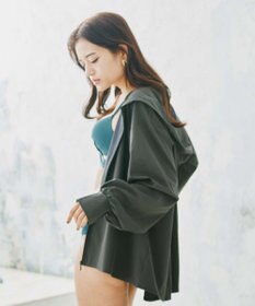 San-ai Resort（三愛水着楽園） 【UPF50+UVカット率最高指数】水陸両用指穴付き　ゆるっと着れるふんわりシルエットパーカーM・L【Big Apple's（ビッグアップルズ）】