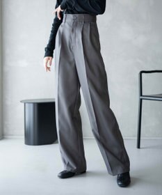 WEGO 【手洗い可】ハイウエストセンタープレスワイドパンツ