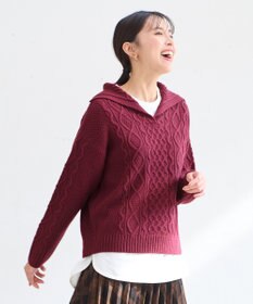 ANY 【洗濯機可】スキッパーソフトタッチアラン柄ニット