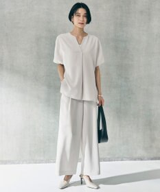 UNFILO 【セットアップ着用可】サマーセットアップ スキッパーブラウス