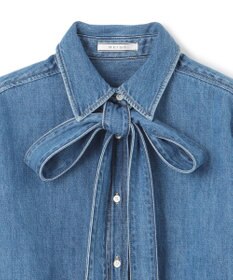 BEIGE， 【洗える・BAILA 11月号掲載】MARKEL / ボウタイ付きシャツカラーデニムシャツ