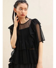 Green Parks ■ＥＳＣＡＲ　ドットチュールフレアヨークプルオーバー