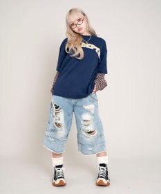 WEGO 【ユニセックス着用ITEM/MLサイズ展開】チェックカレッジグラフィックT（SS）