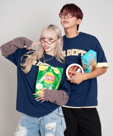 WEGO 【ユニセックス着用ITEM/MLサイズ展開】チェックカレッジグラフィックT（SS）