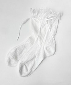 WEGO レース付きサテンリボンソックス