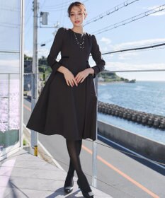 Tiaclasse 【安田美沙子さん着用・新色追加・洗える】ベロアラインフレアワンピース