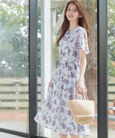 Tiaclasse 大花柄シフォンワンピース