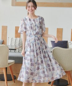 Tiaclasse 大花柄シフォンワンピース