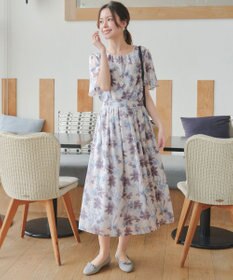 Tiaclasse 大花柄シフォンワンピース