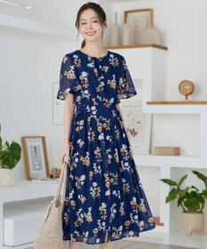 Tiaclasse 大花柄シフォンワンピース
