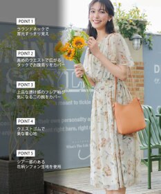 Tiaclasse 大花柄シフォンワンピース