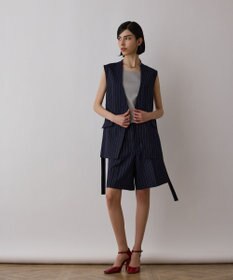 GRACE CONTINENTAL ストライプノーカラージレ