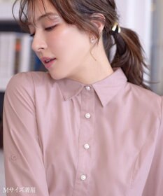 Tiaclasse L 【洗える】パール釦フレアシャツワンピース