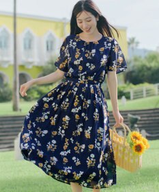 Tiaclasse 大花柄シフォンワンピース