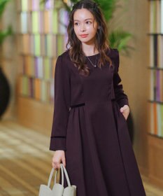 Tiaclasse 【安田美沙子さん着用・新色追加・洗える】ベロアラインフレアワンピース