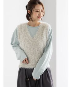 Te chichi シャギーヤーンVネックベスト