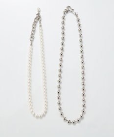Phoebe 【セレモニーセット】マルチwayメタルボールパールネックレス×ダブルライングリッタービジューピアスSET