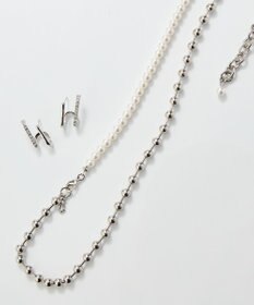 Phoebe 【セレモニーセット】マルチwayメタルボールパールネックレス×ダブルライングリッタービジューピアスSET