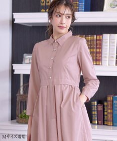 Tiaclasse L 【洗える】パール釦フレアシャツワンピース