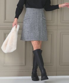 Feroux 【古畑星夏さん着用】ヘリンボンハイウエストミディ スカート