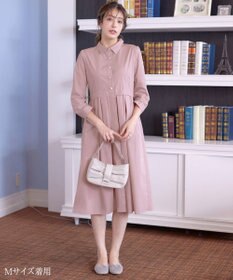 Tiaclasse L 【洗える】パール釦フレアシャツワンピース