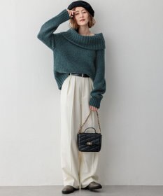 23区 L ナチュラルストレッチサキソニー タック ワイドパンツ