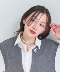 Phoebe 【セレモニーセット】マルチwayメタルボールパールネックレス×ダブルライングリッタービジューピアスSET