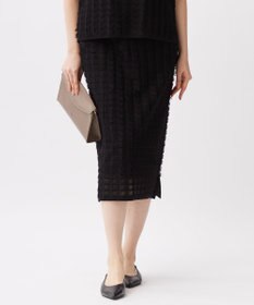 自由区 【セットアップ対応・洗える】シアーカットジャカード スカート ブラック